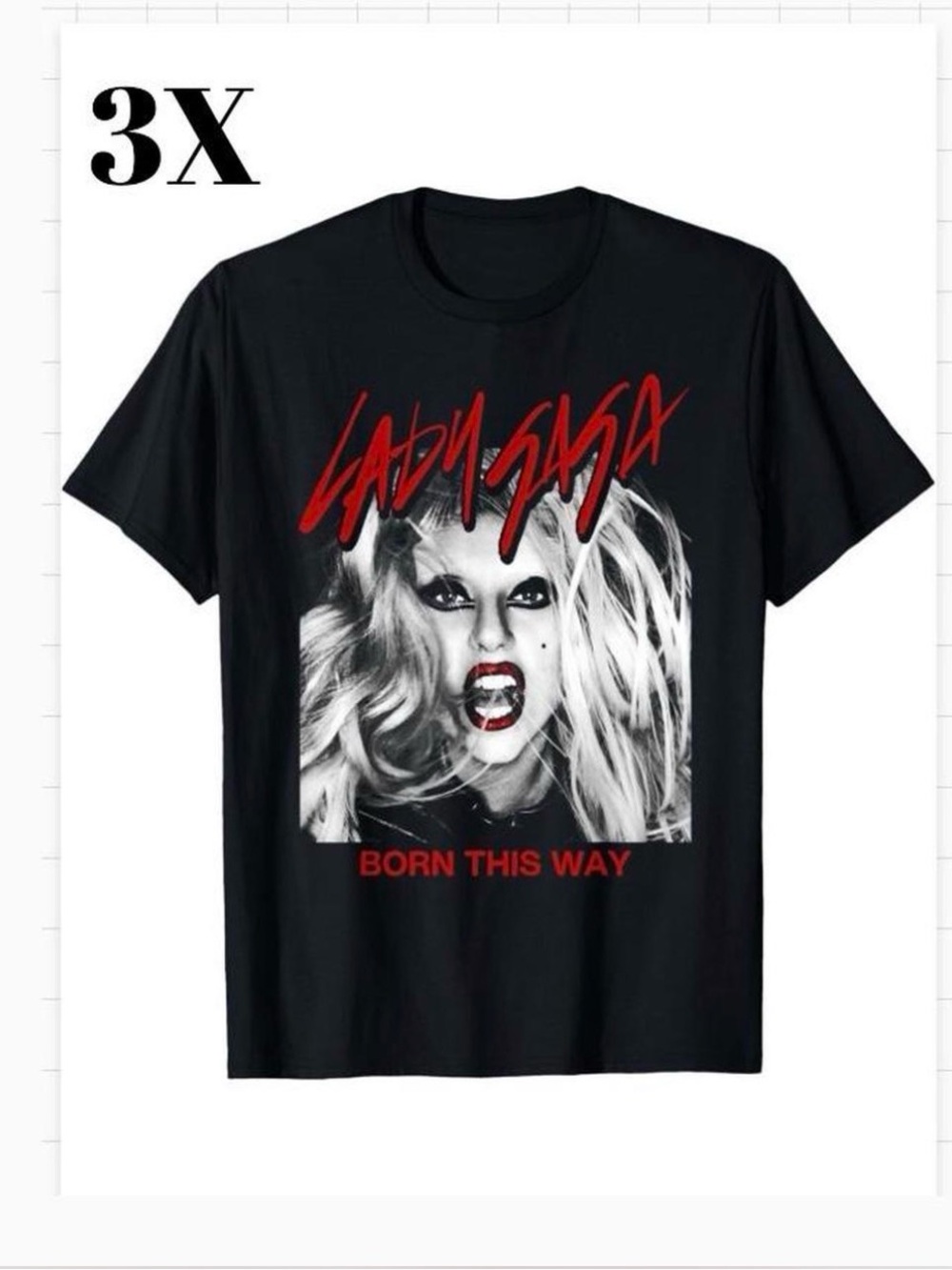 Lady Gaga "Born This Way" Graphic Tee - Black & Red